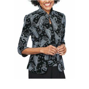 Alex Evenings Women Printed Twinset Petite | Size - Medium | Black/blue